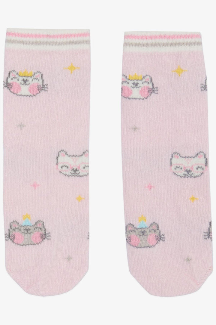 BRE Girls' Socks with Cute Kitty Print, 30 Years, Pink - Stirling
