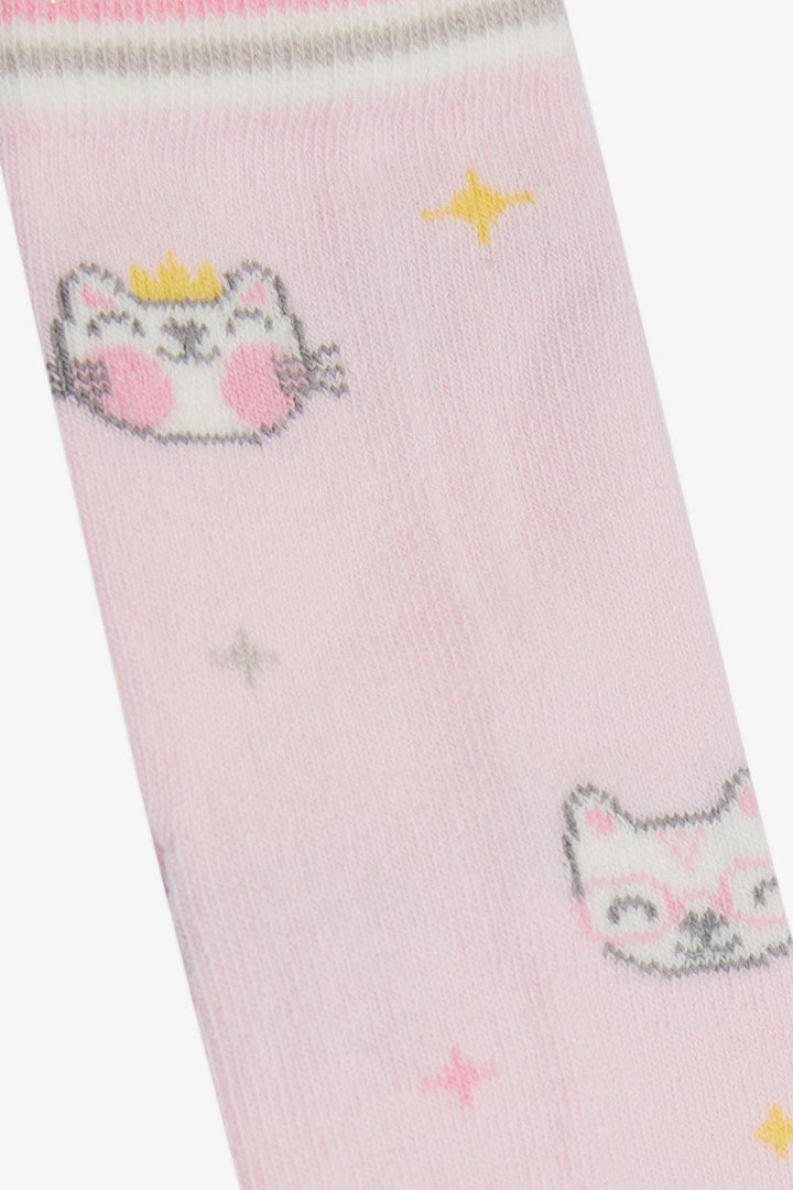BRE Girls' Socks with Cute Kitty Print, 30 Years, Pink - Stirling
