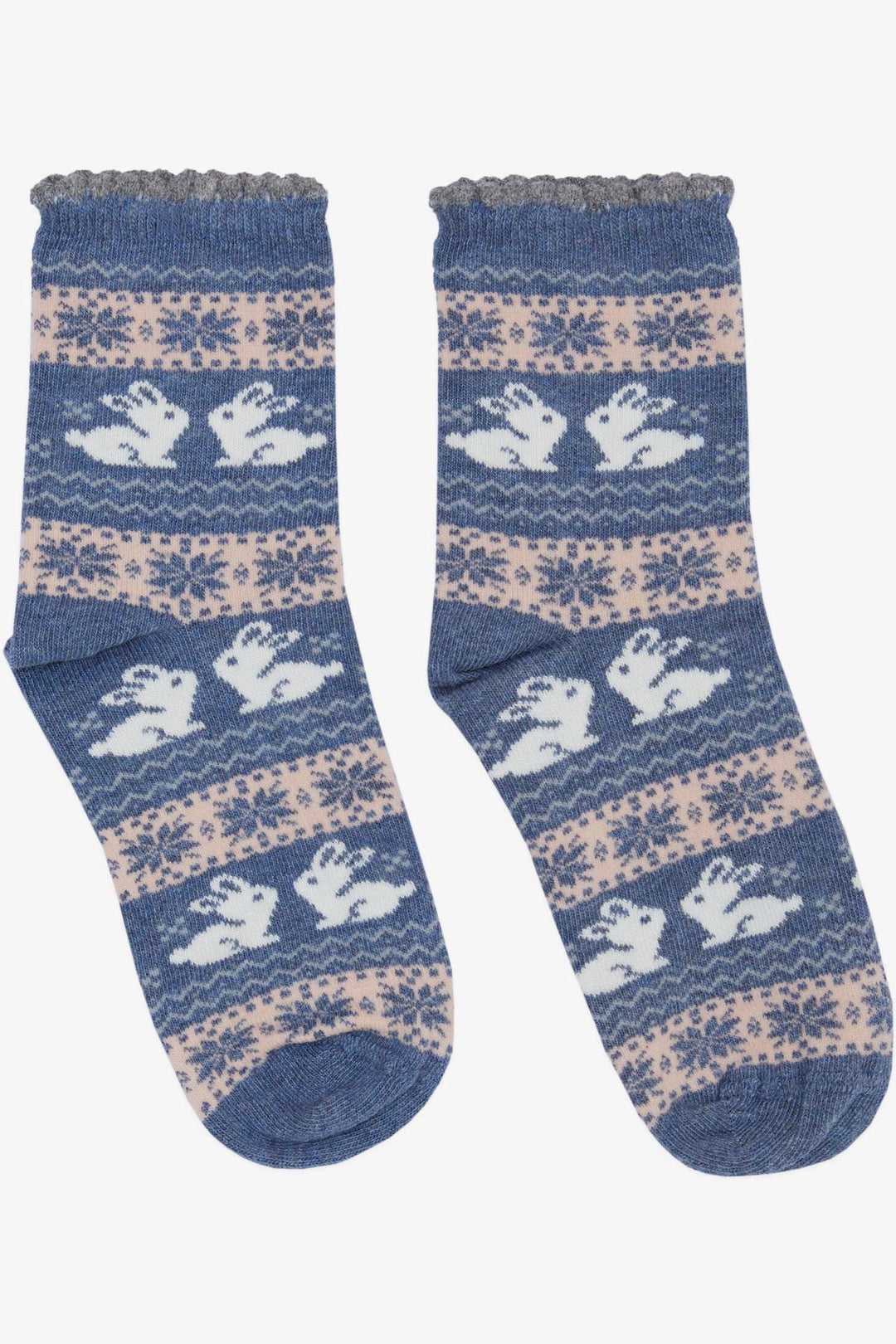 BRE Girls' Christmas Themed Rabbit Printed Socks, 34 Years, Blue - Wildwood