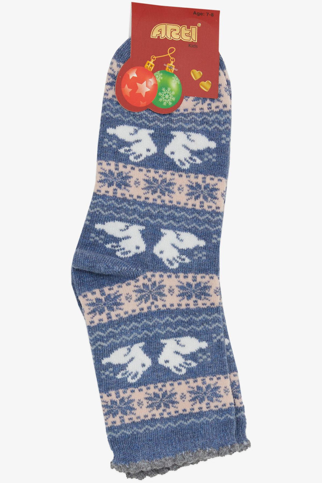 BRE Girls' Christmas Themed Rabbit Printed Socks, 34 Years, Blue - Wildwood