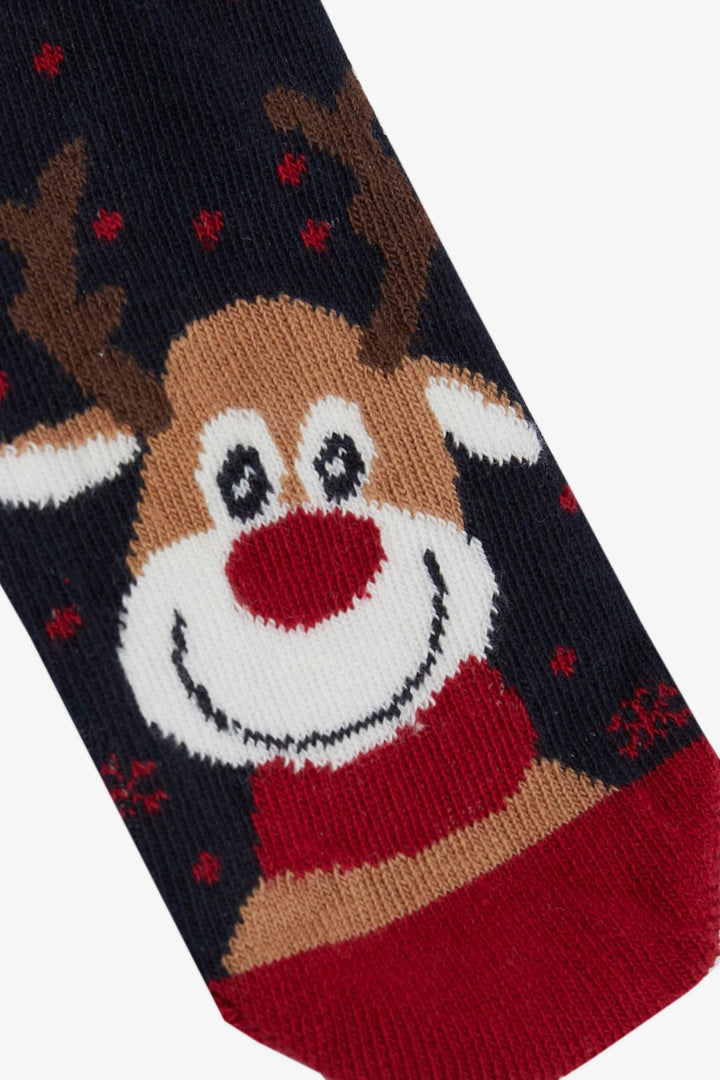 BRE Girls' Christmas Themed Cute Reindeer Printed Socks, Navy Blue, 30 Years - Amstelveen