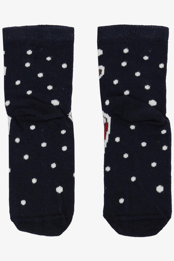 BRE Girls' Christmas Themed Cute Girl Printed Socks 3-8 Years, Navy Blue - Rio Rancho