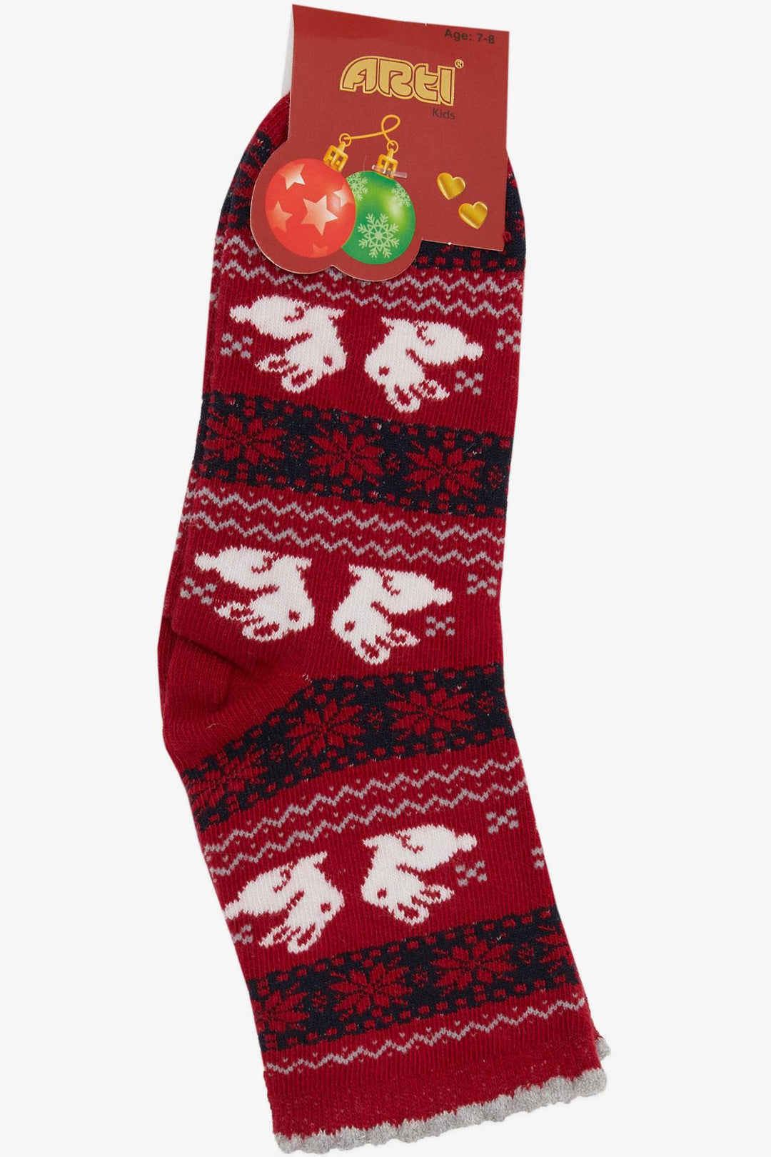 BRE Girls' Christmas Themed Bunny Printed Socks, 34 Years, Red - Columbia