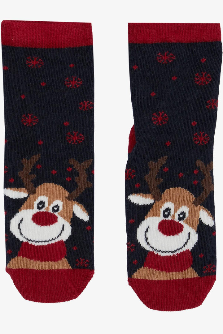 BRE Girls' Christmas Themed Cute Reindeer Printed Socks, Navy Blue, 30 Years - Amstelveen