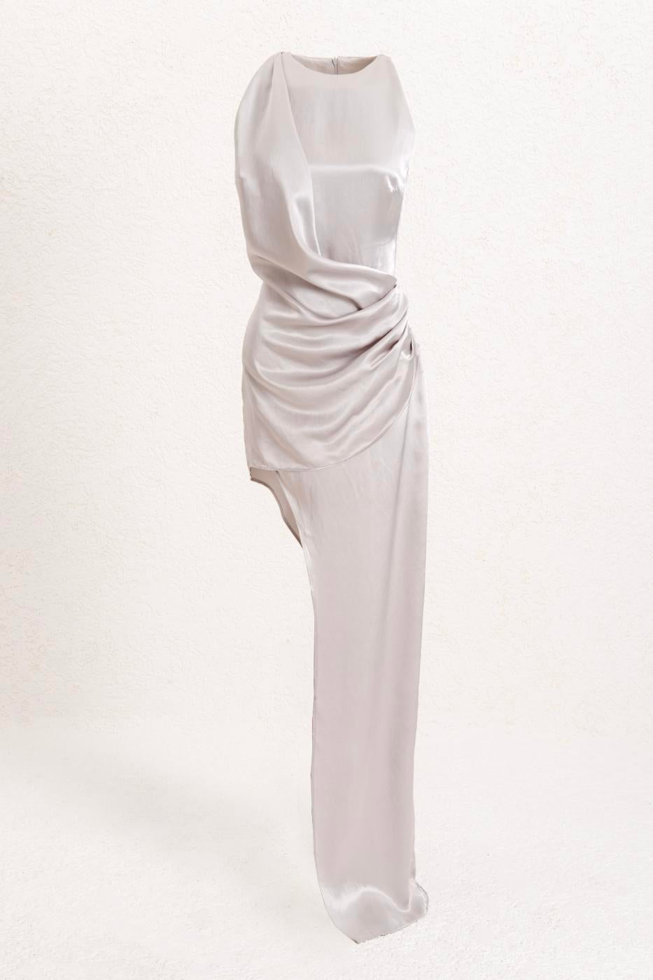 BSL Women Satin Dress with Asymmetrical Skirt Detail - Kansas City