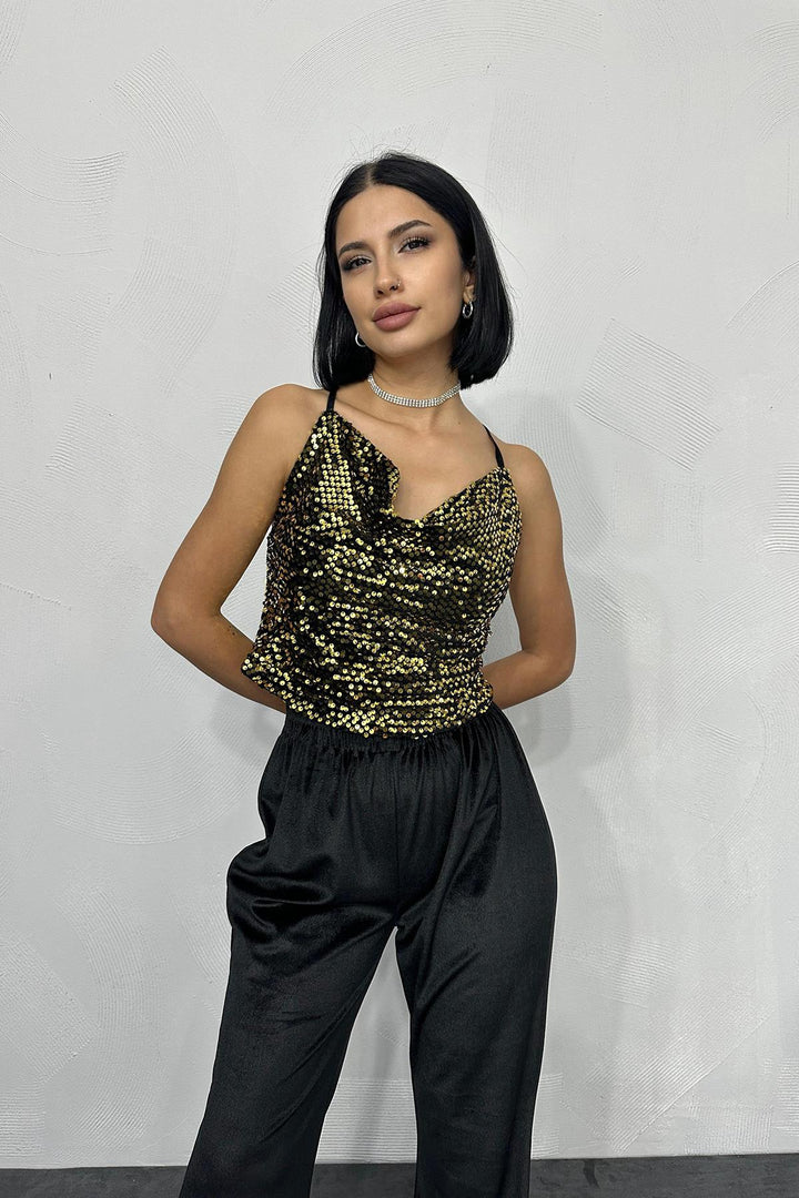 ELS Strappy Drape Blouse - Gold - Newport