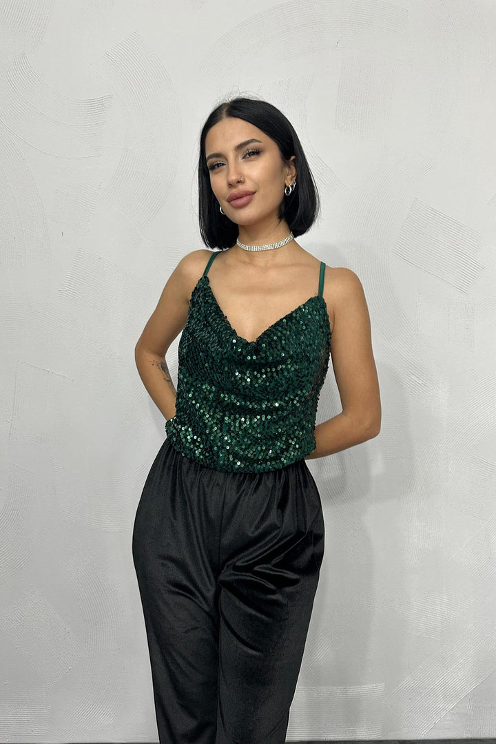 ELS Strappy Drape Blouse - Emerald - Gatineau