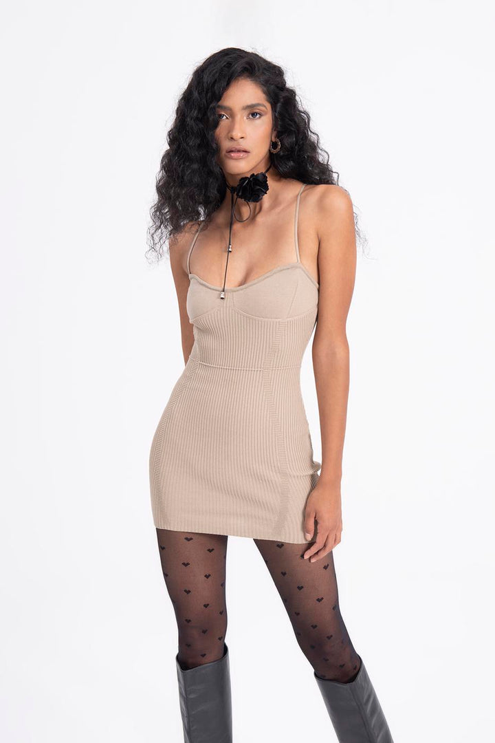 BSL Women Strapped knitted mini dress - Palm Beach Gardens