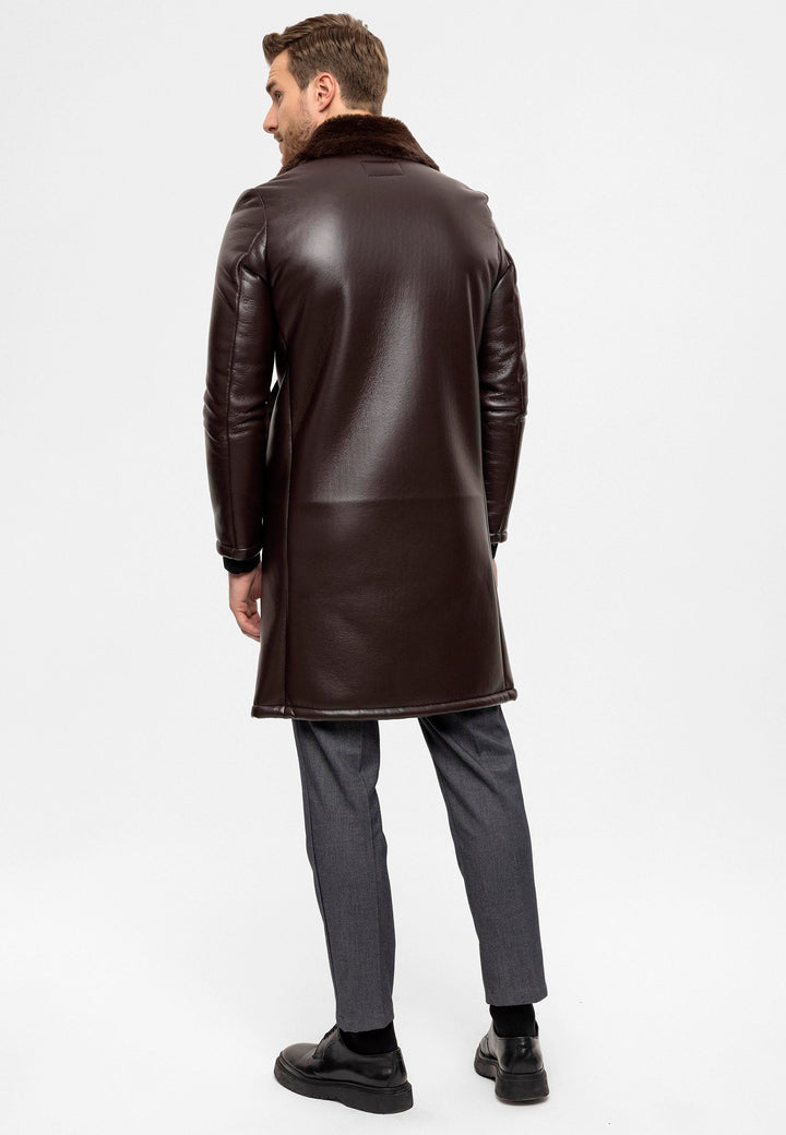 ANT Lining Detailed Faux Leather Men's Coat - Pleasanton
