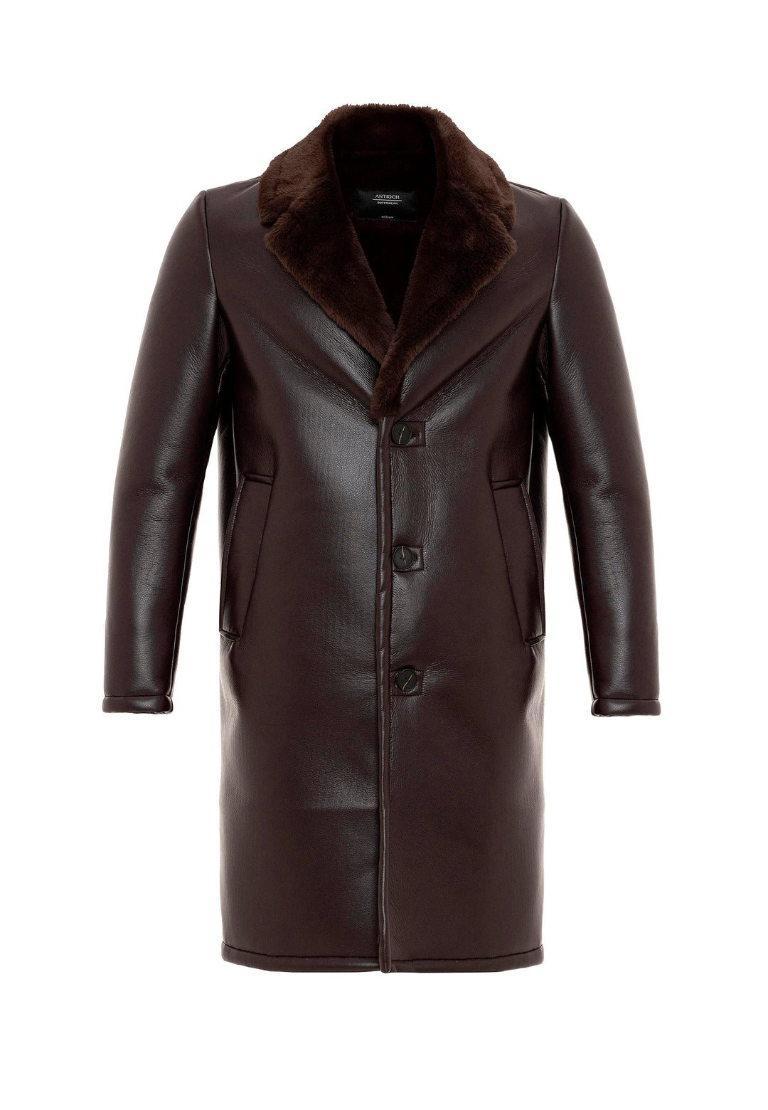 ANT Lining Detailed Faux Leather Men's Coat - Pleasanton