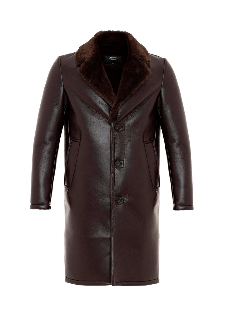 ANT Lining Detailed Faux Leather Men's Coat - Pleasanton