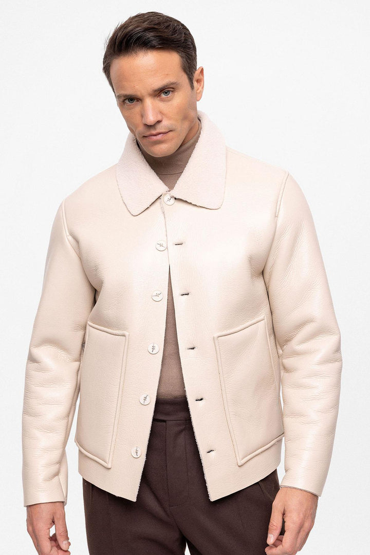 ANT Lining Detailed Faux Leather Men's Coat - Ciudad Mante