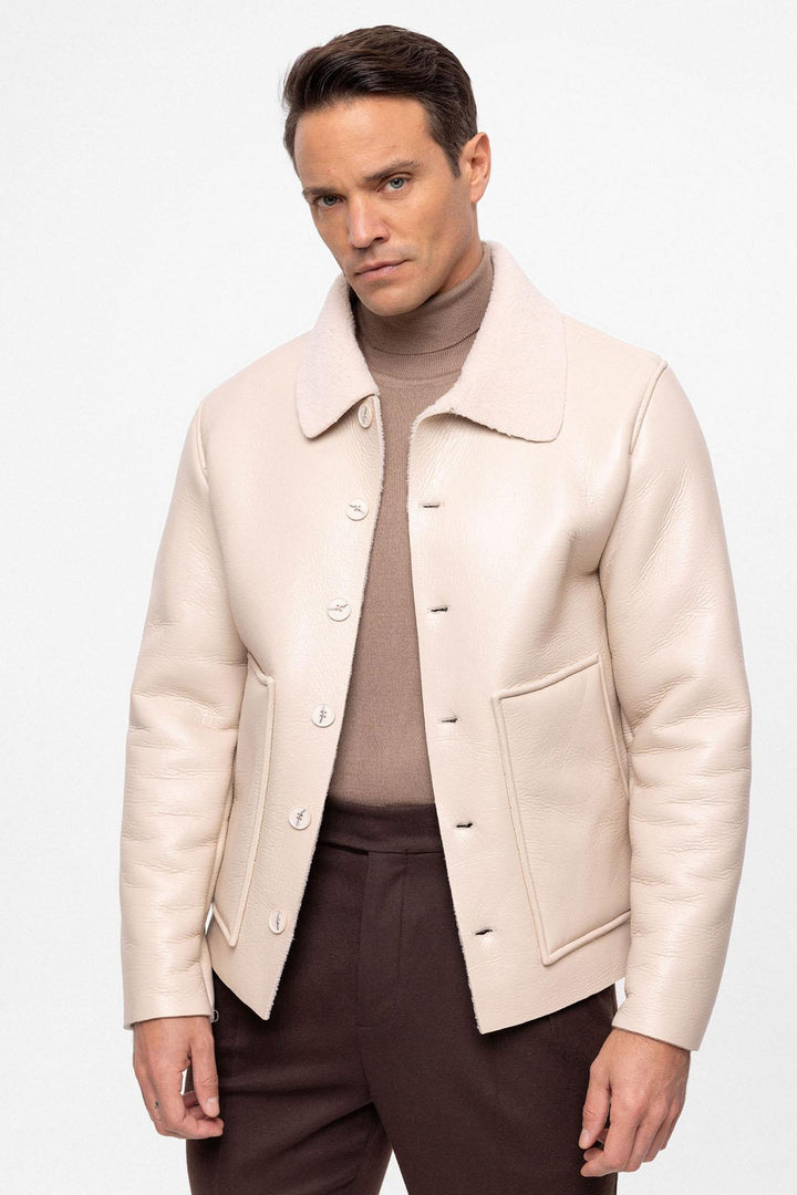 ANT Lining Detailed Faux Leather Men's Coat - Ciudad Mante