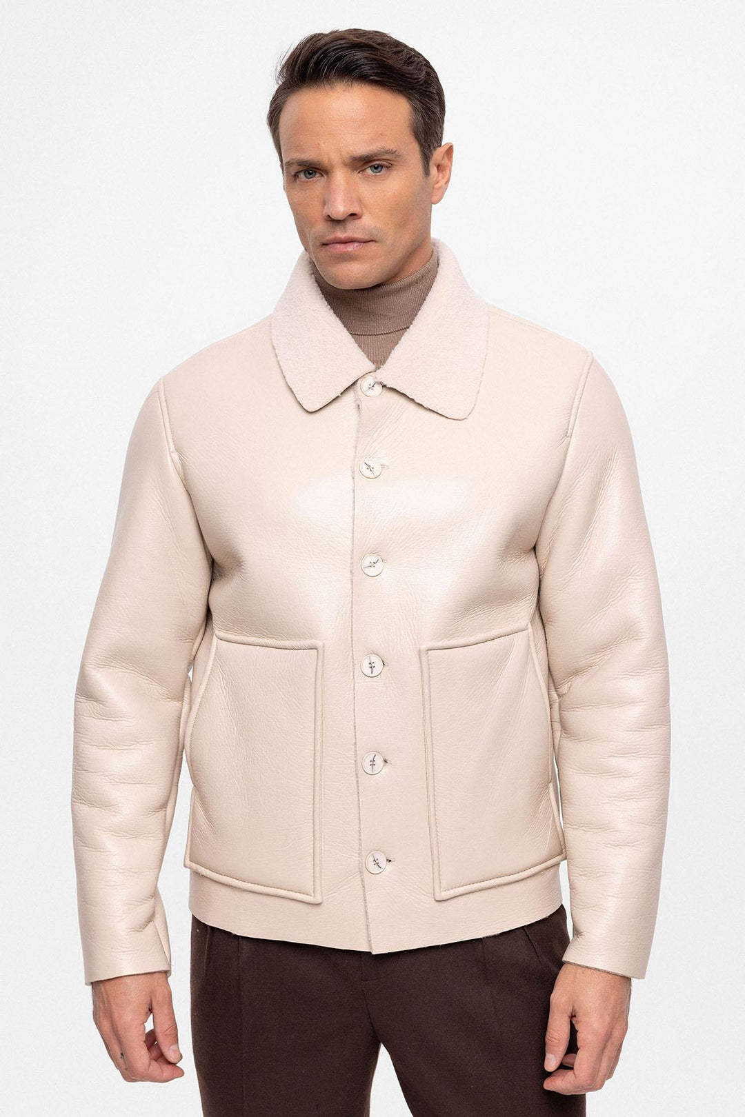 ANT Lining Detailed Faux Leather Men's Coat - Ciudad Mante