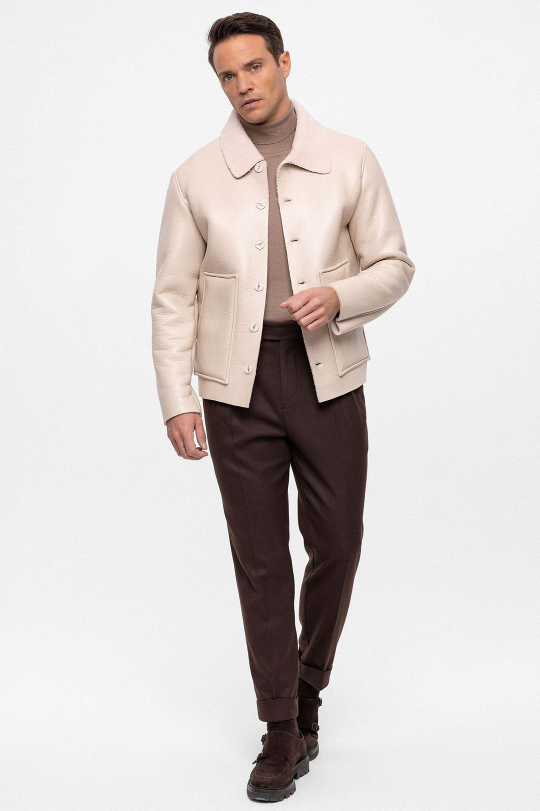 ANT Lining Detailed Faux Leather Men's Coat - Ciudad Mante