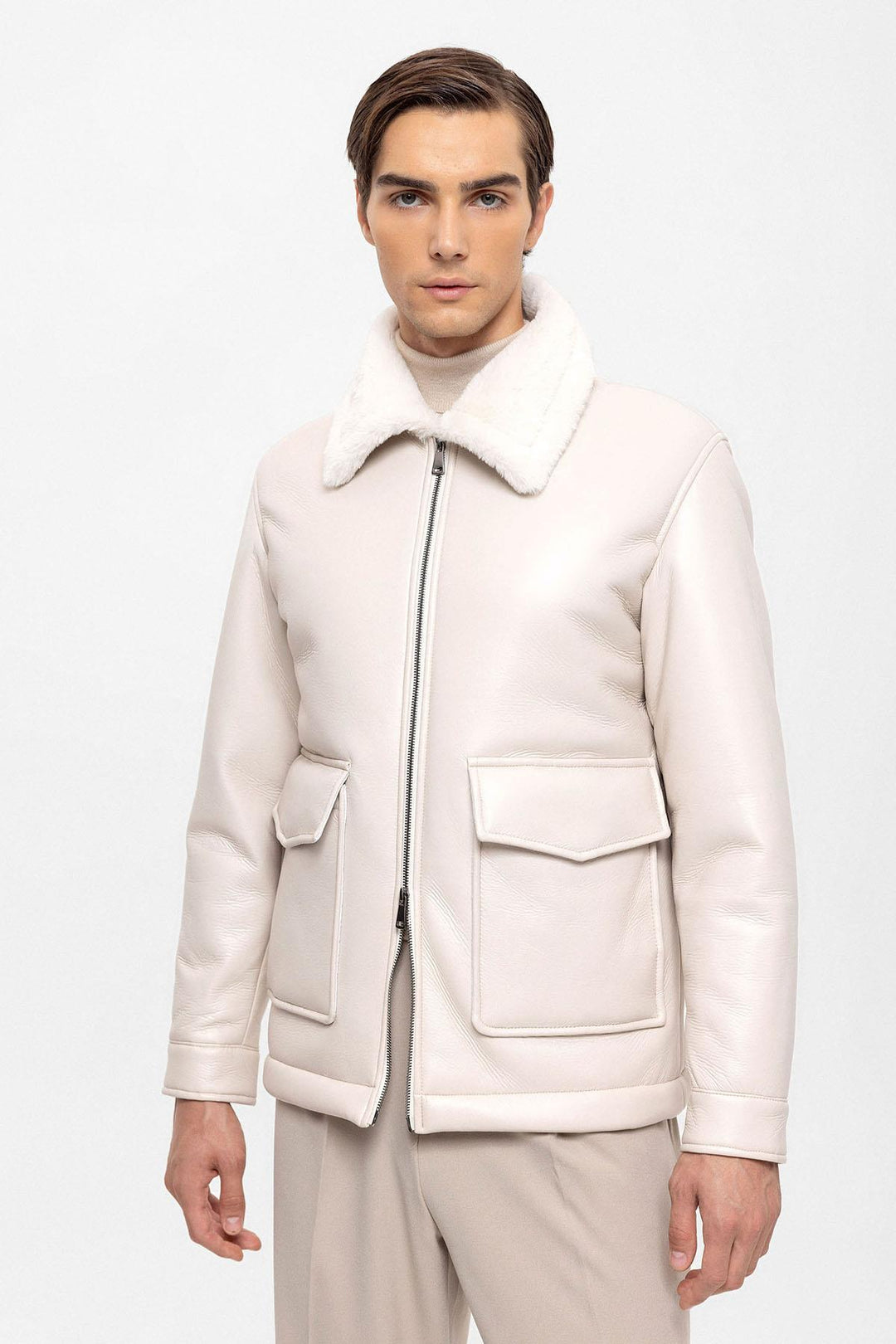 ANT Lining Detailed Faux Leather Coat - Faro
