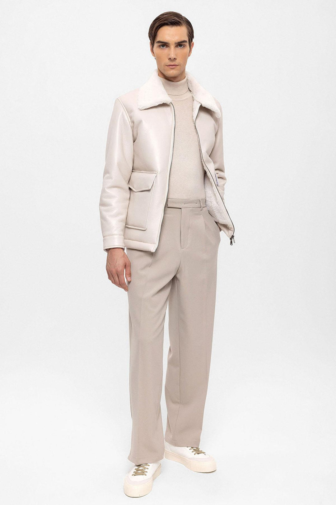 ANT Lining Detailed Faux Leather Coat - Faro