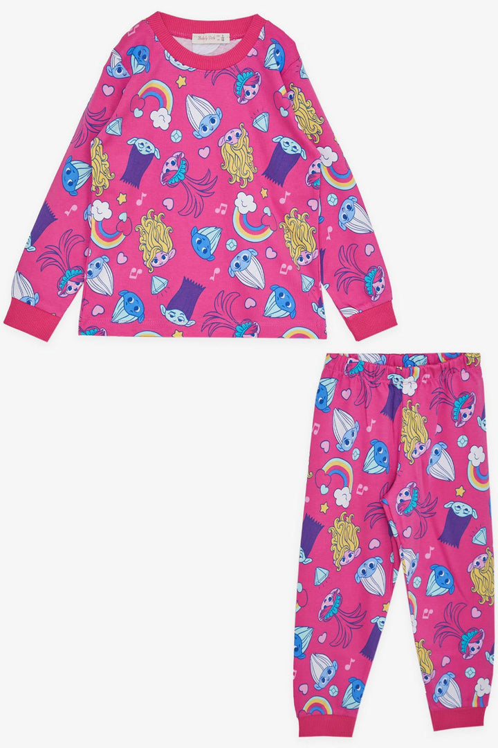 BRE Babely Girl Child Pajama Set Smurf Patterned 1-4 Years, Fuchsia - Toluca