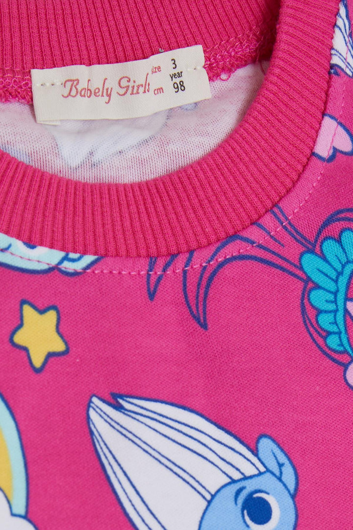 BRE Babely Girl Child Pajama Set Smurf Patterned 1-4 Years, Fuchsia - Toluca