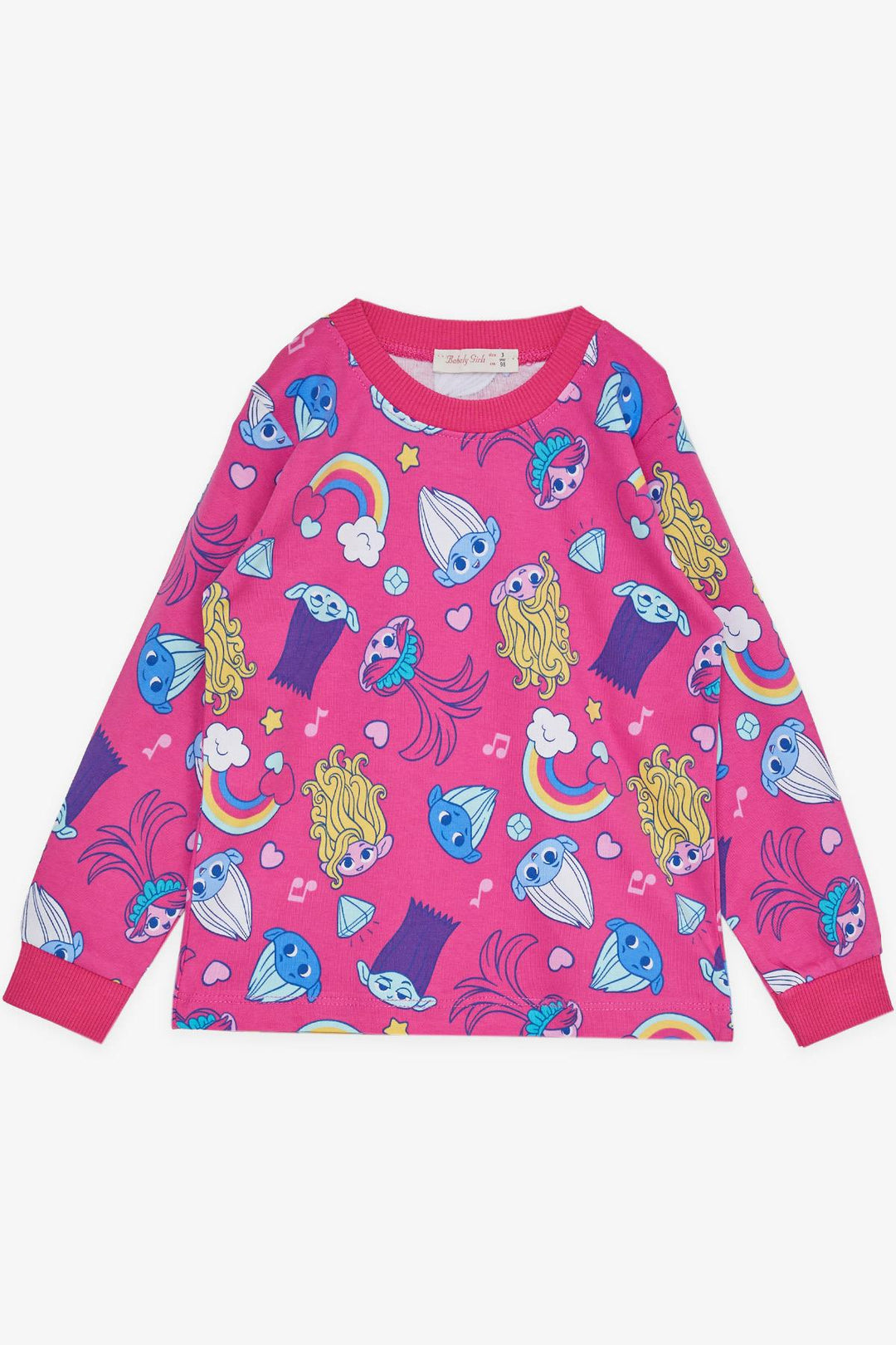 BRE Babely Girl Child Pajama Set Smurf Patterned 1-4 Years, Fuchsia - Toluca