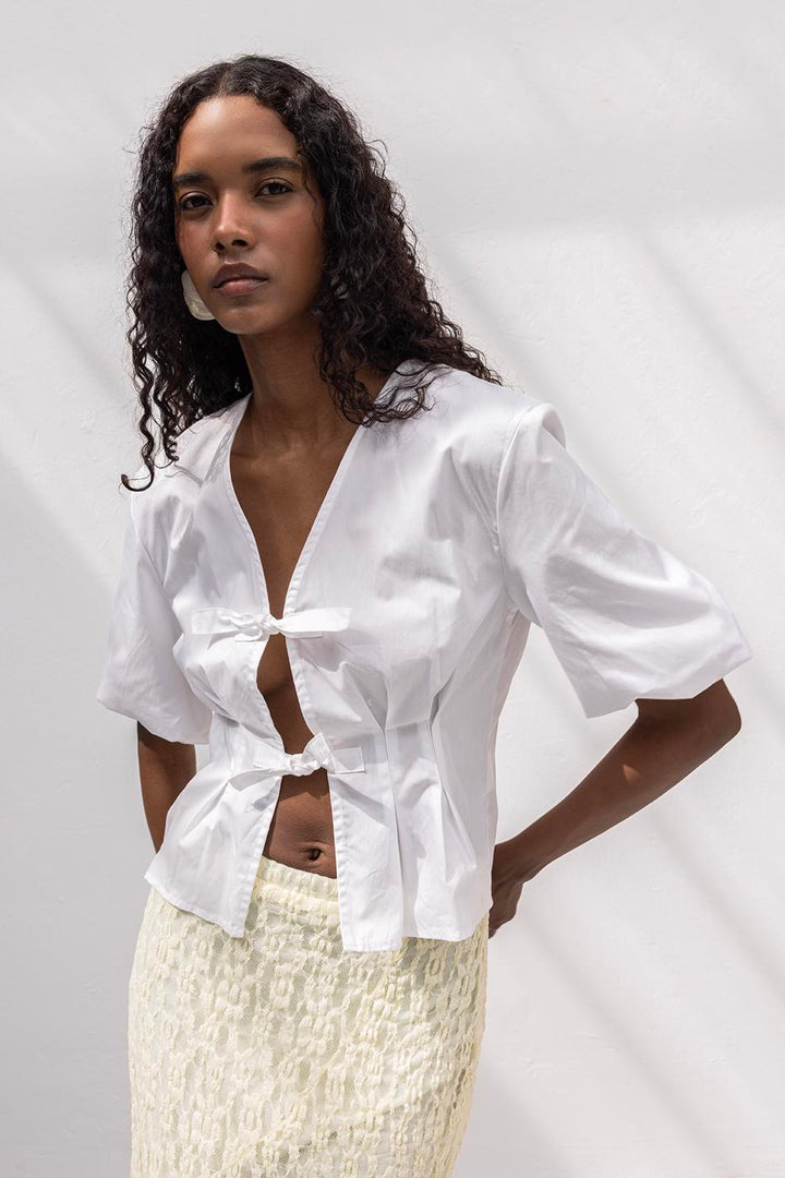 BSL Women Poplin Blouse with Tie Detail - Pinneberg