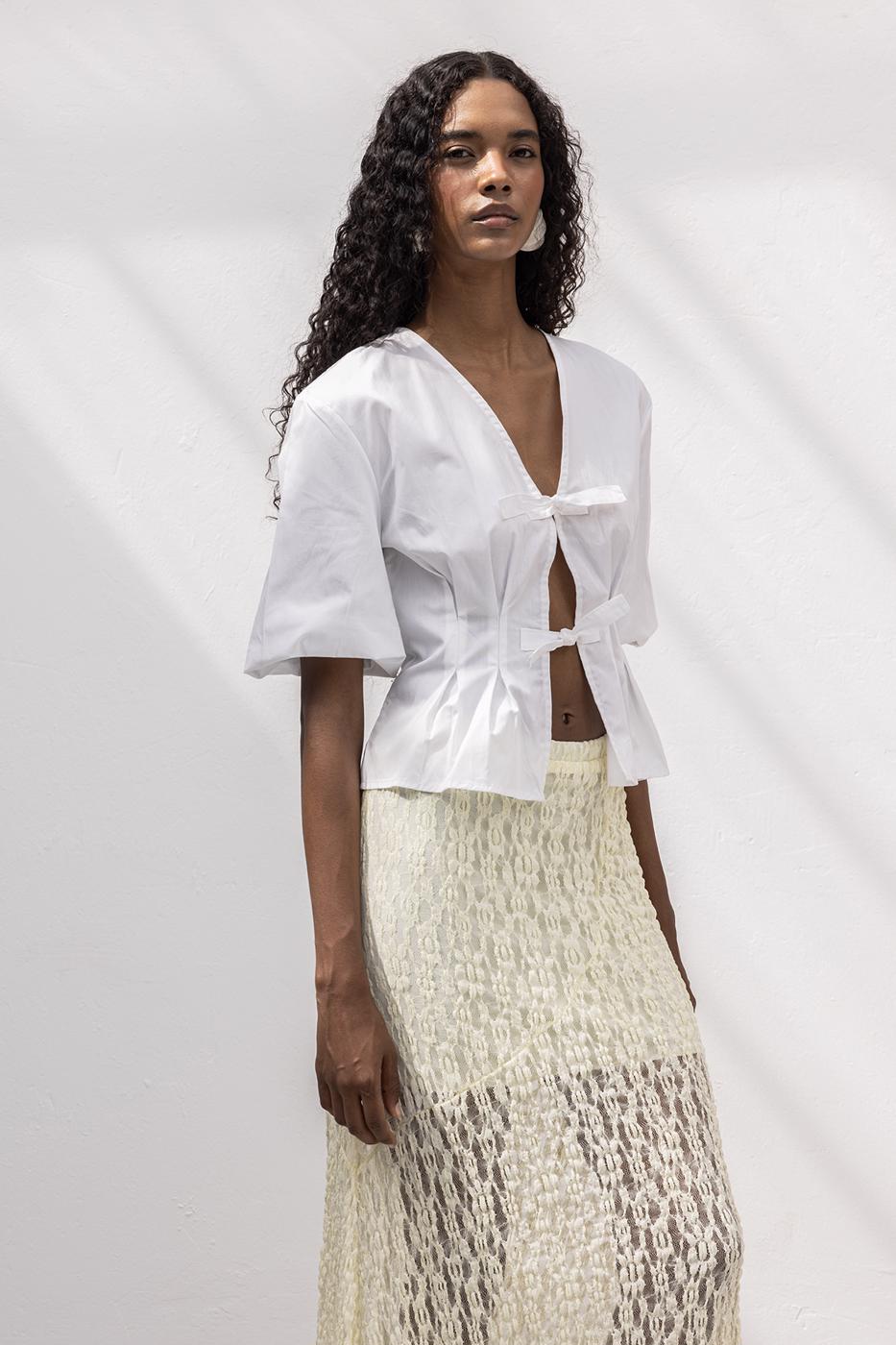 BSL Women Poplin Blouse with Tie Detail - Pinneberg