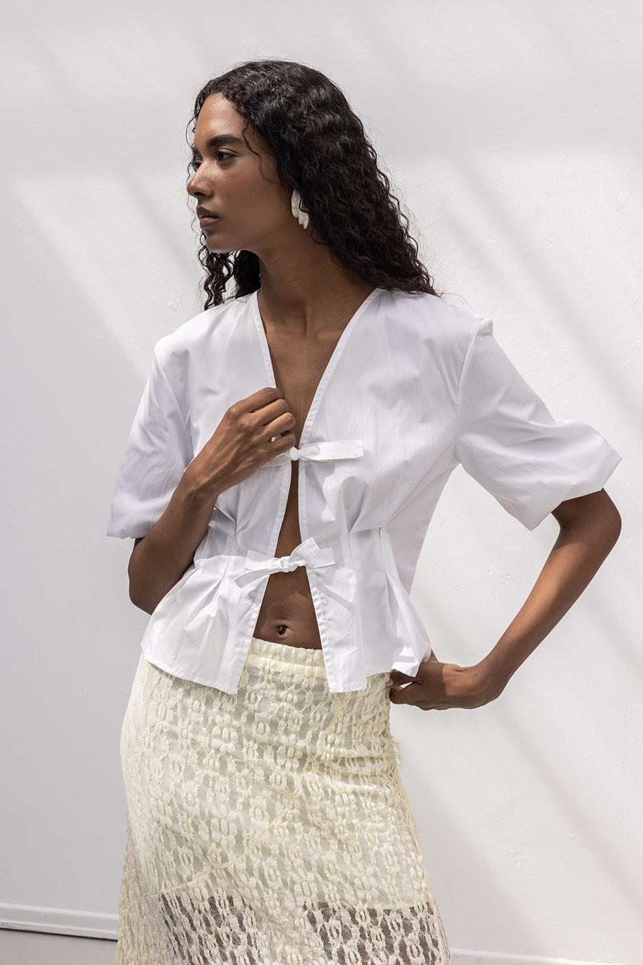 BSL Women Poplin Blouse with Tie Detail - Pinneberg