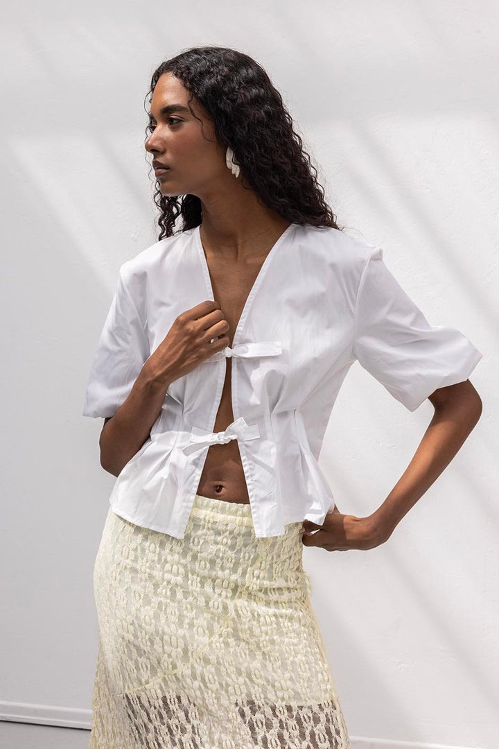 BSL Women Poplin Blouse with Tie Detail - Pinneberg