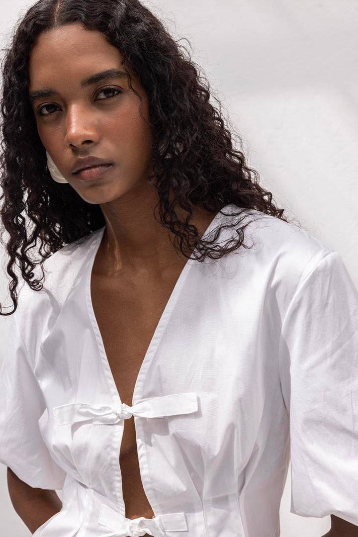 BSL Women Poplin Blouse with Tie Detail - Pinneberg