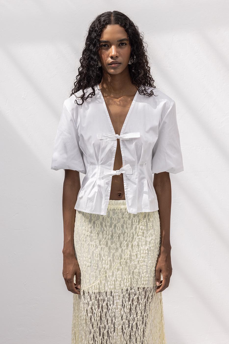 BSL Women Poplin Blouse with Tie Detail - Pinneberg