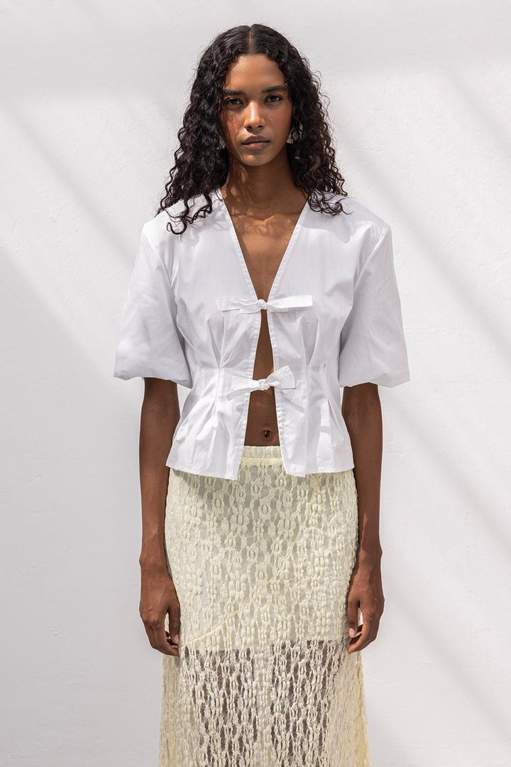 BSL Women Poplin Blouse with Tie Detail - Pinneberg