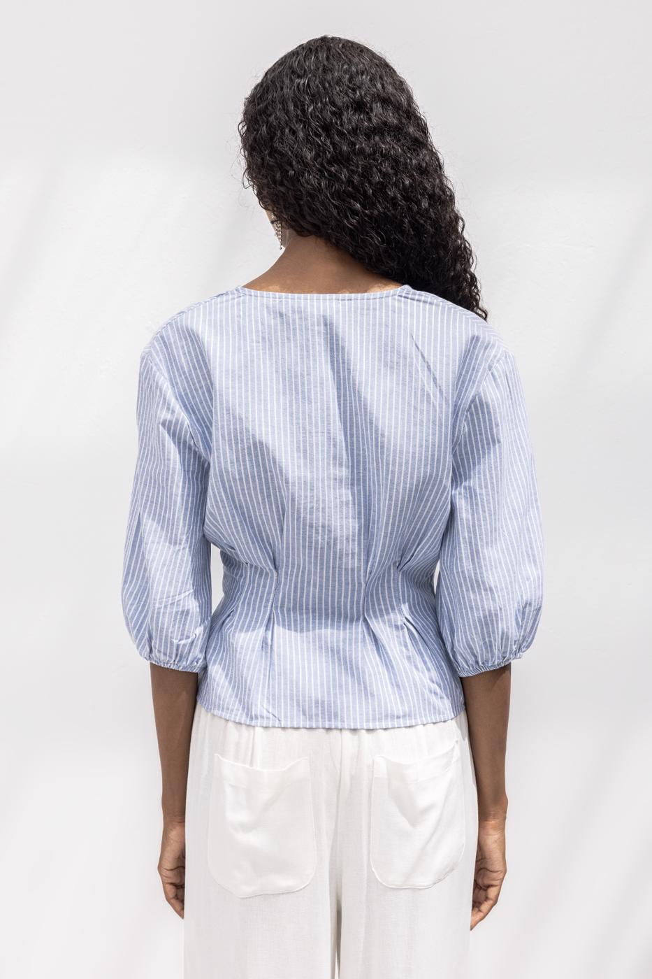 BSL Women Poplin Blouse with Tie Detail - Zamora