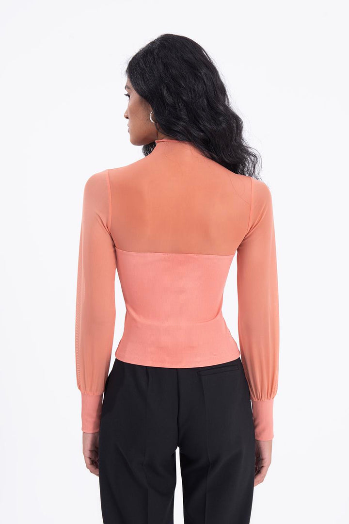 BSL Women Balloon sleeve transparent blouse - Downers Grove