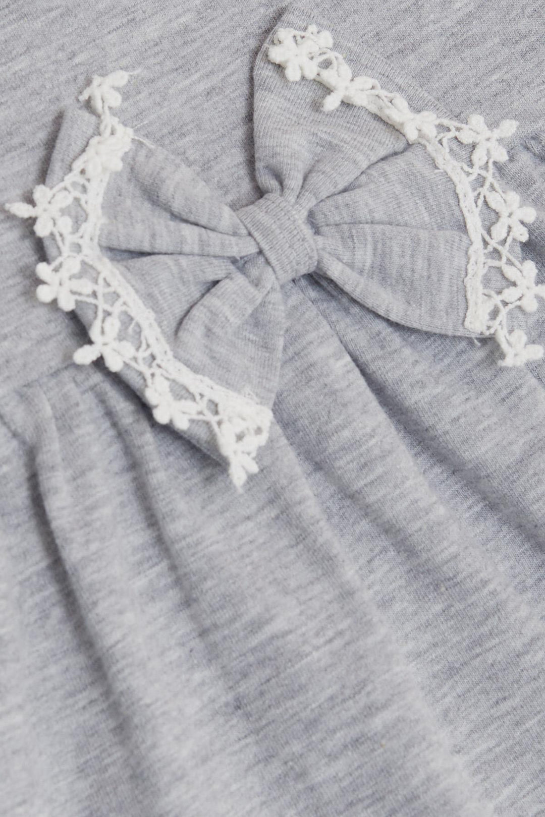 BRE Barmy Girl Child Long Sleeve Dress with Bow Lace 2-6 Years, Grey Melange - Bossier City