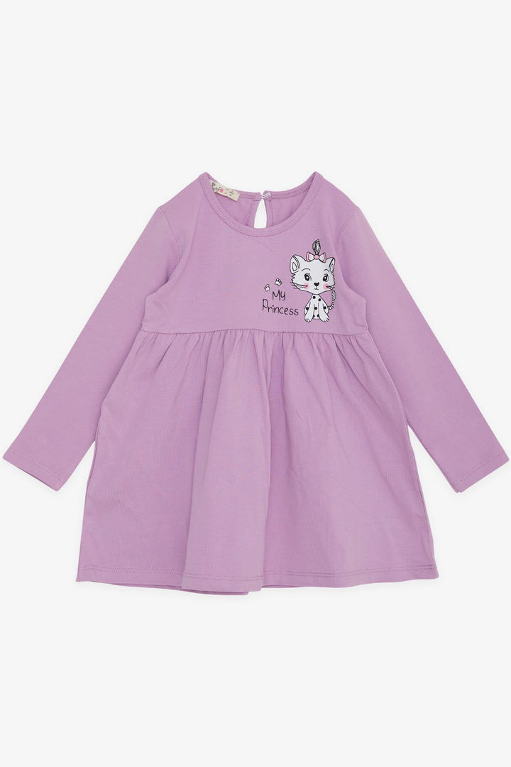 BRE Silly Girl Child Long Sleeve Dress Cute Princess Kitty Printed 1.5-5 Years, Lilac - Civitavecchia