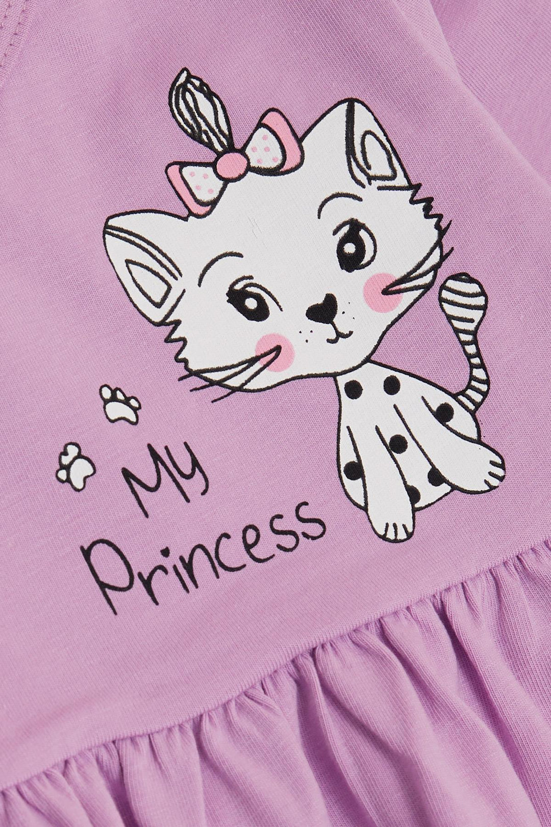 BRE Silly Girl Child Long Sleeve Dress Cute Princess Kitty Printed 1.5-5 Years, Lilac - Civitavecchia