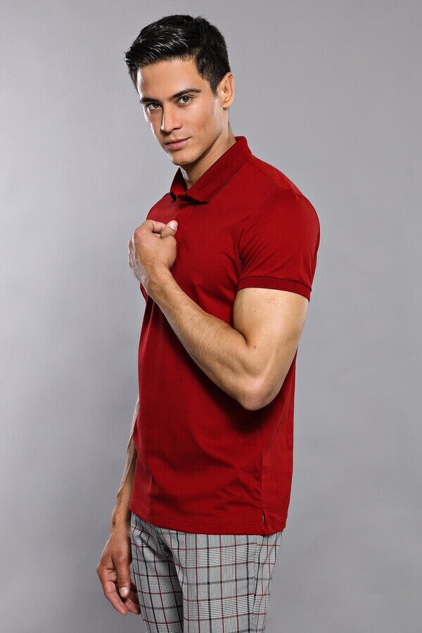 WSS Basic Claret Red Men Polo T-Shirt  - Gulfport