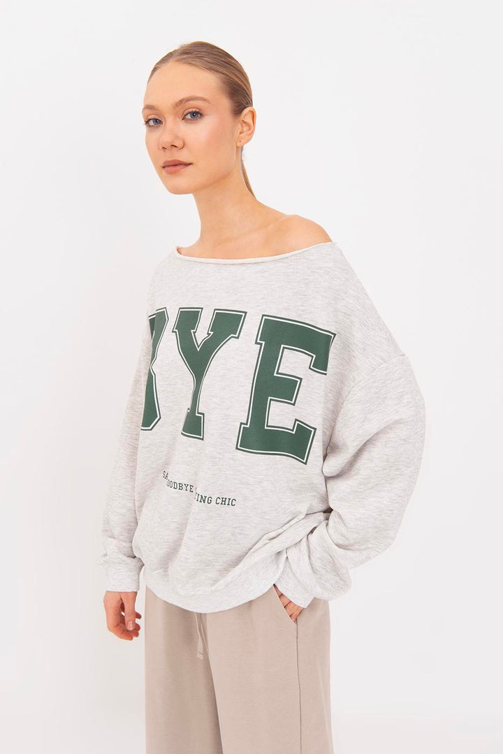 BSL Women Printed Boat Neck Sweatshirt - Alicante