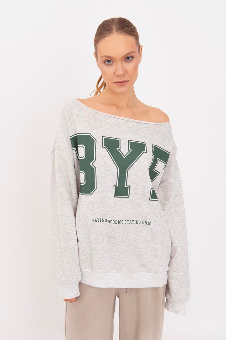 BSL Women Printed Boat Neck Sweatshirt - Alicante