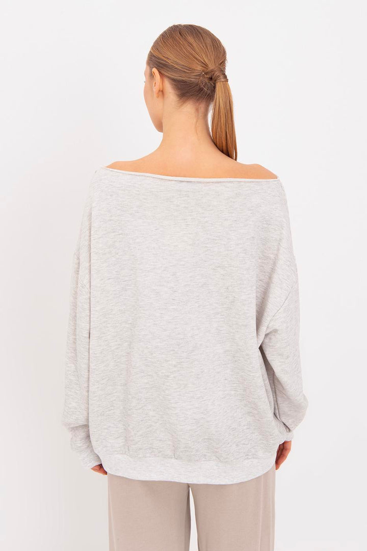 BSL Women Printed Boat Neck Sweatshirt - Alicante