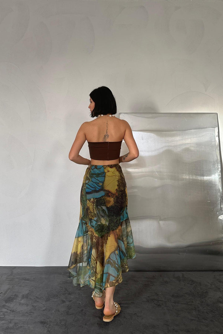 ELS Printed Elastic Waist Skirt - Colorful - Jette