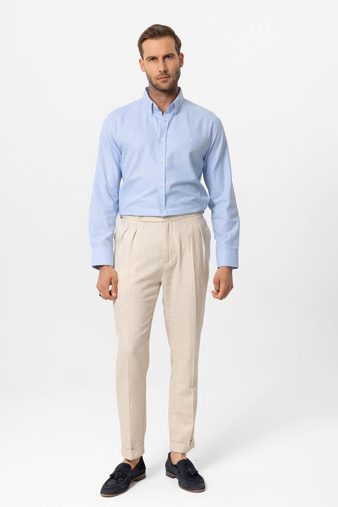 ANT Slim Fit Men's Shirt with Buttoned Collar - Brest