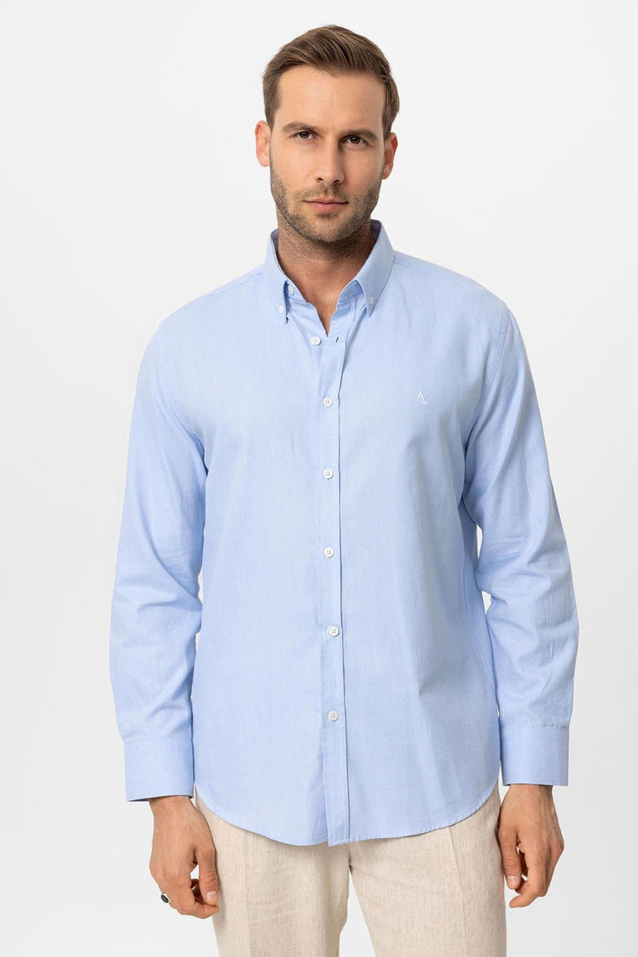 ANT Slim Fit Men's Shirt with Buttoned Collar - Brest
