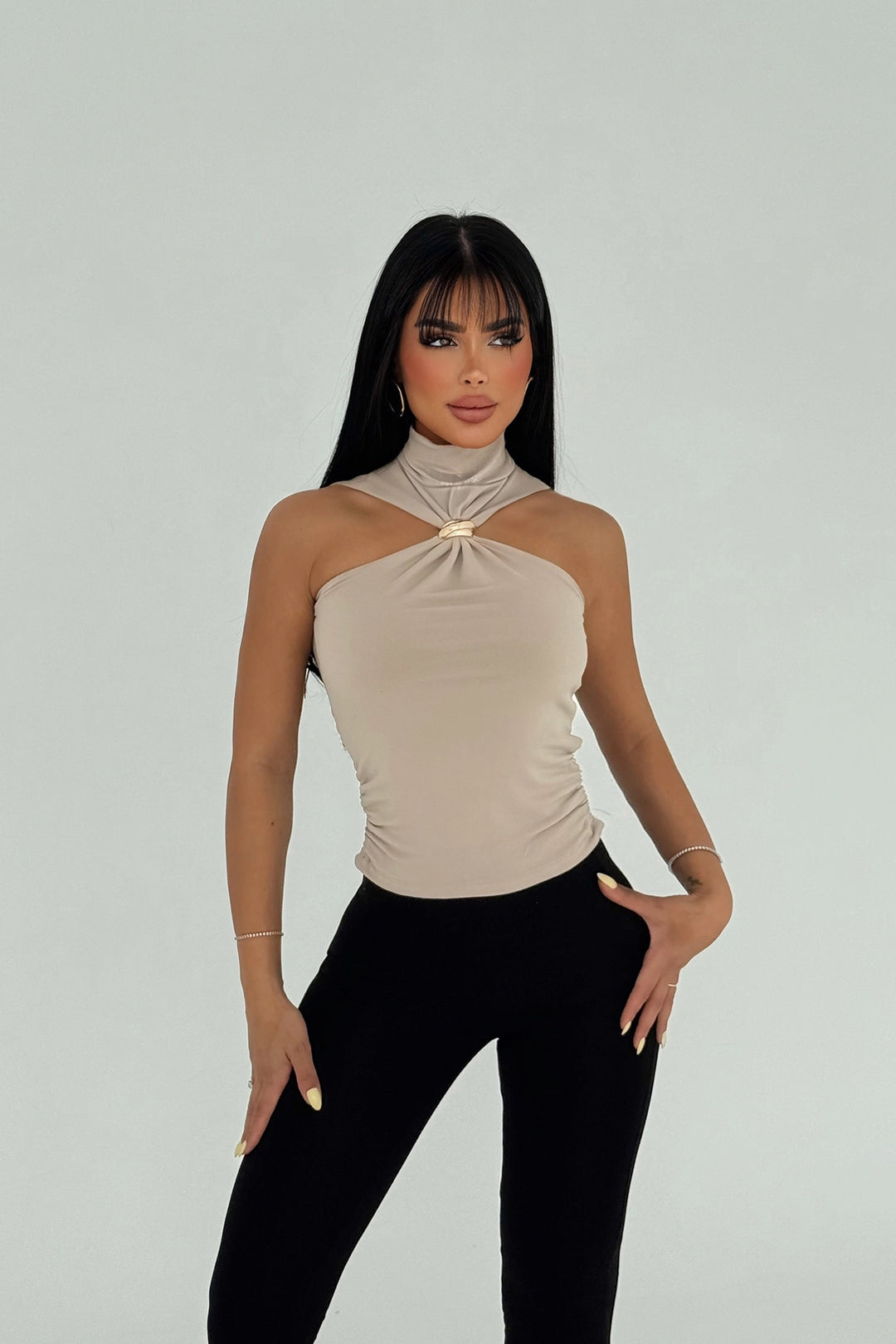 EYY Women Beige Basic Crop Top - Woburn