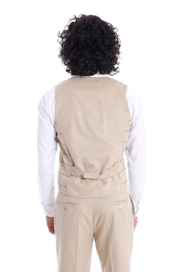 WSS Beige Men Vest Pants Set  - Borgerhout