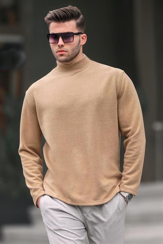 MDX Beige Fisherman Collar Oversized Men's Sweater 6114 - Sayreville