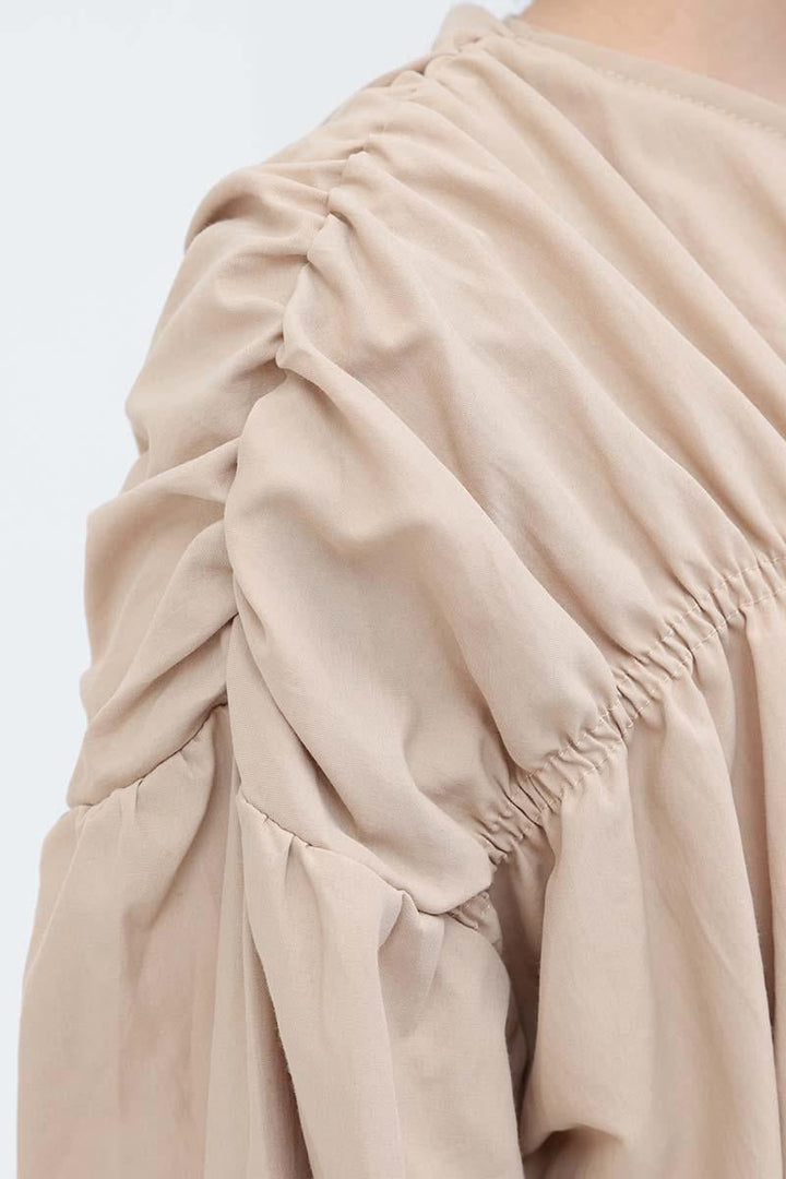 TLD Women Allday Beige Beige-Ruffled Buttoned Shirt - Zalău