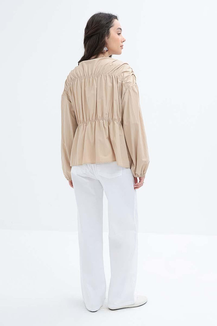 TLD Women Allday Beige Beige-Ruffled Buttoned Shirt - Zalău