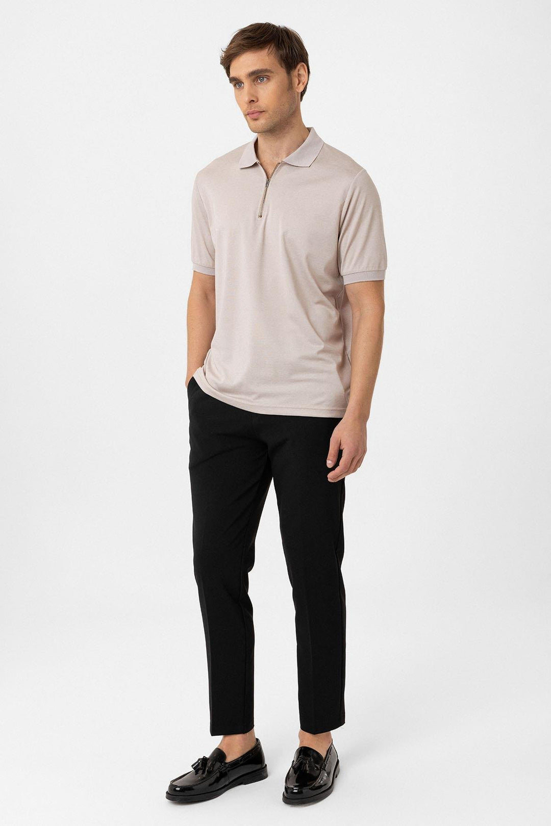 ANT Antioch Men's T-Shirt with Zippered Bej Regular Fit - Cutler Bay