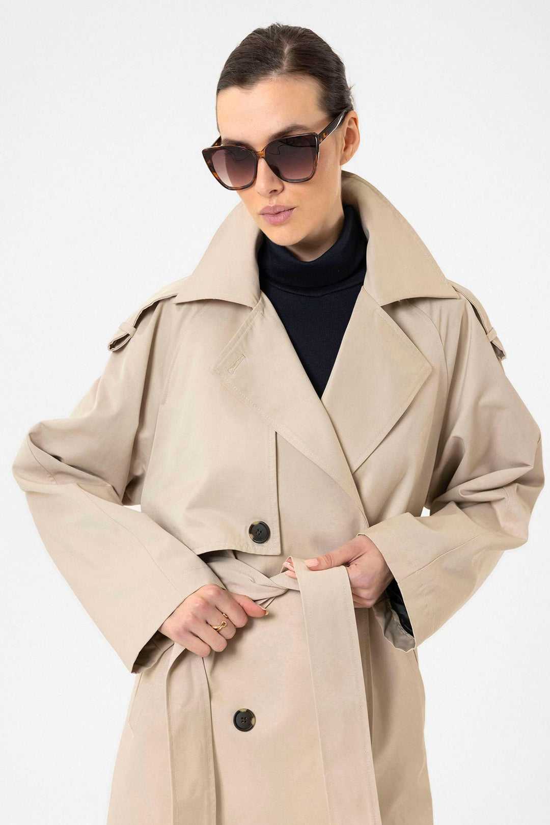 ANT Antioch Lord Women's Belted Long Trench Coat - Brentwood